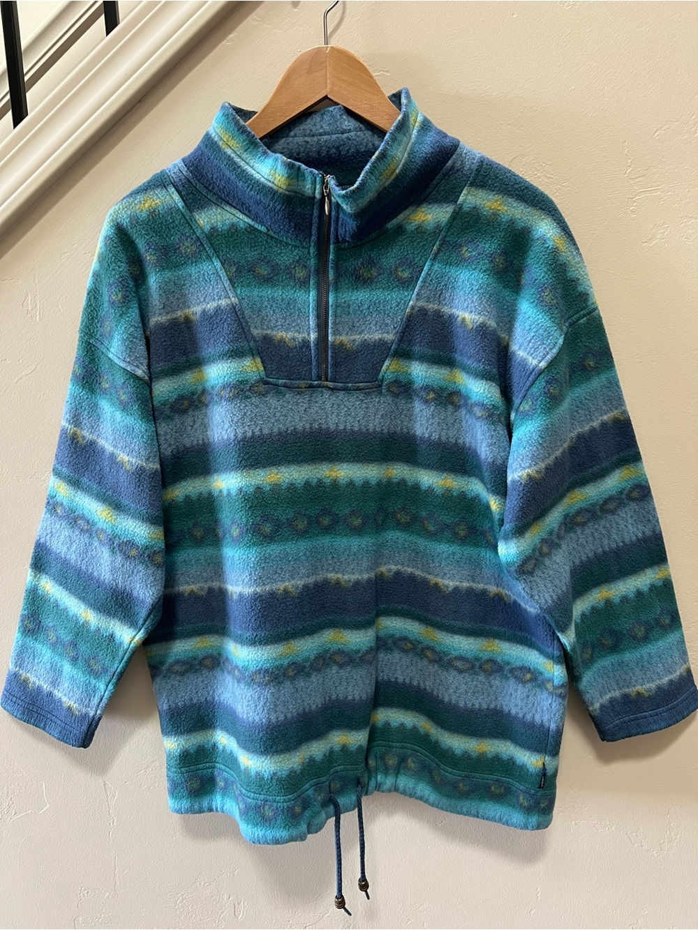 Women’s Teal & Blue Striped Half-Zip Pullover